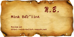 Mink Bálint névjegykártya